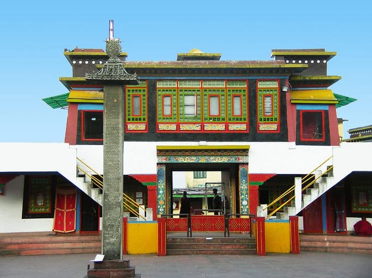 Vibrant traditional Tibetan Buddhist monastery facade in Sikkim